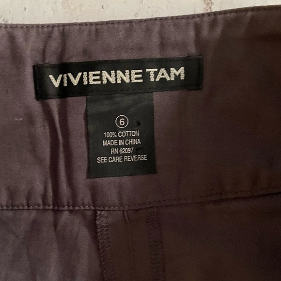 Vivienne Tam Vintage 90’s Embroidered Waist Gray Pants Size 6 - Picture 3 of 5